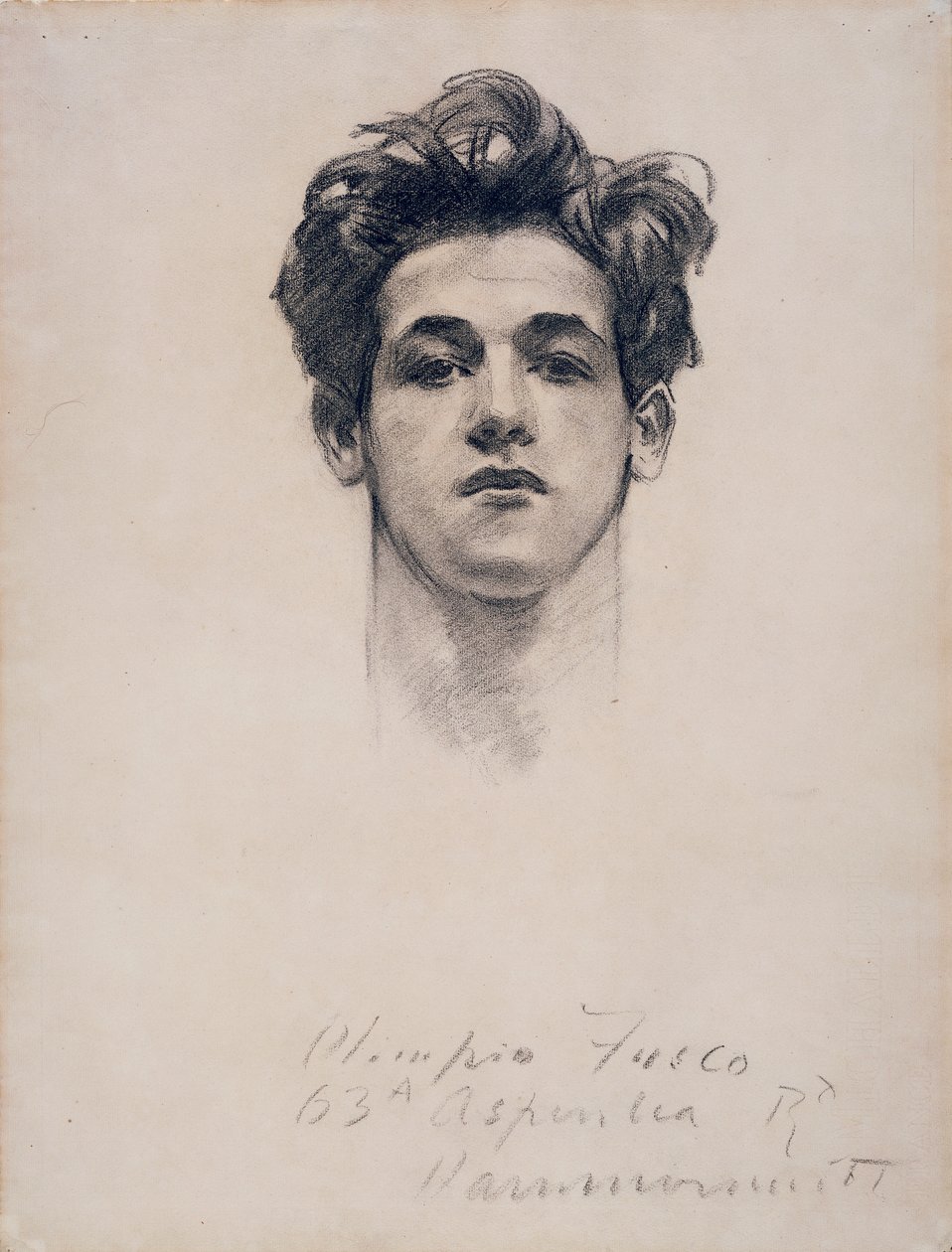 Olimpio Fusco, ca 1900-10 (kol & stubbe på papper) av John Singer Sargent