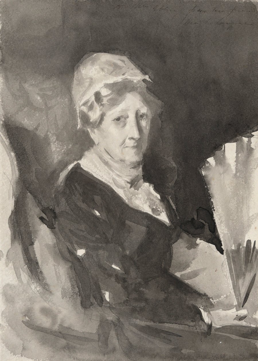 Porträtt av fru Frederick Mead med en fläkt av John Singer Sargent