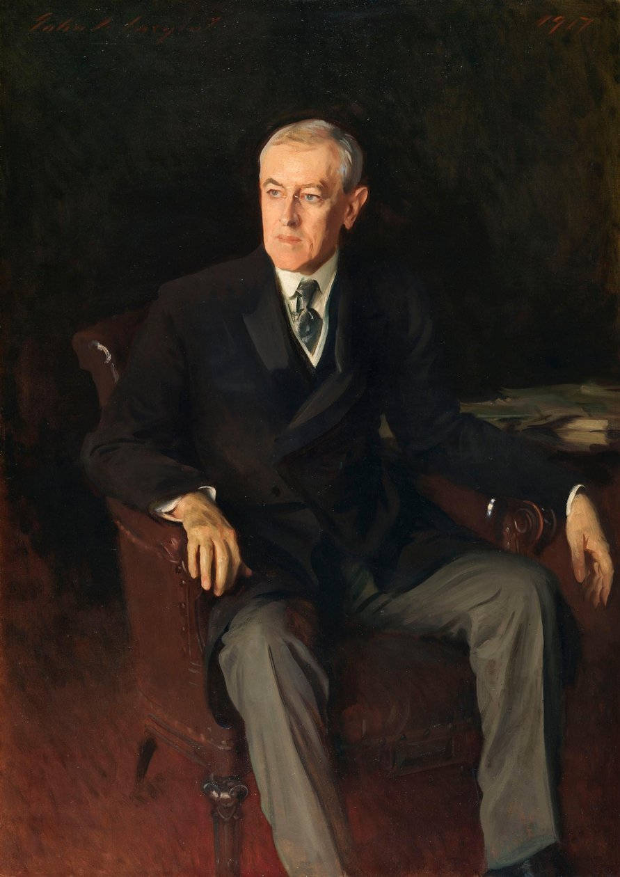 Porträtt av Woodrow Wilson (1856-1924), amerikansk president av John Singer Sargent