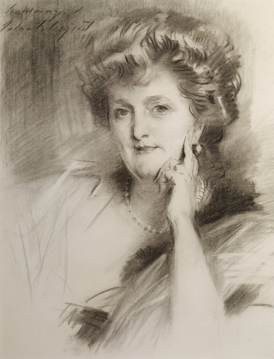 Porträtt av en kvinna, efter 1900 (krita på vävt papper) av John Singer Sargent