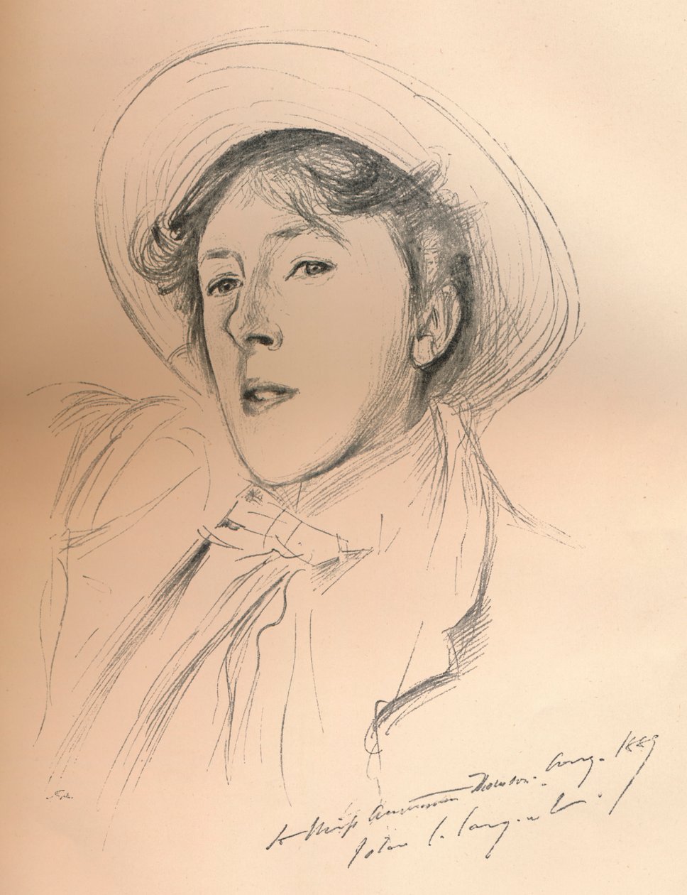 Porträttskiss av Miss Violet Paget Vernon Lee, c1881 av John Singer Sargent