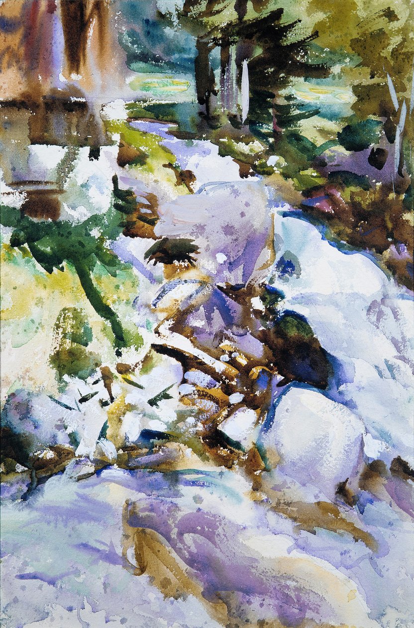 Rushing Brook, ca 1904-11 (wc, gouache och grafit på benvitt vävt papper) av John Singer Sargent
