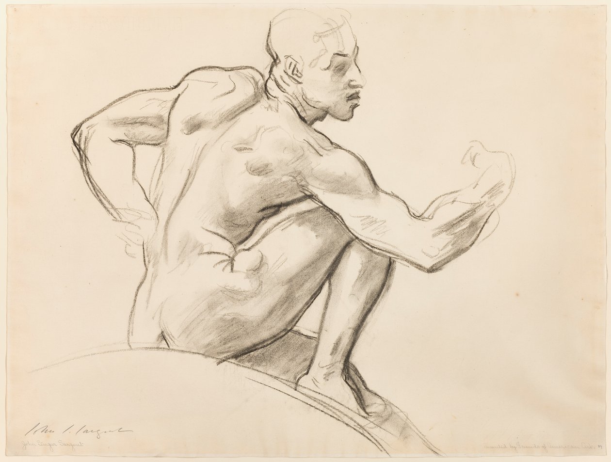 Sittande manlig nakenmodell av John Singer Sargent