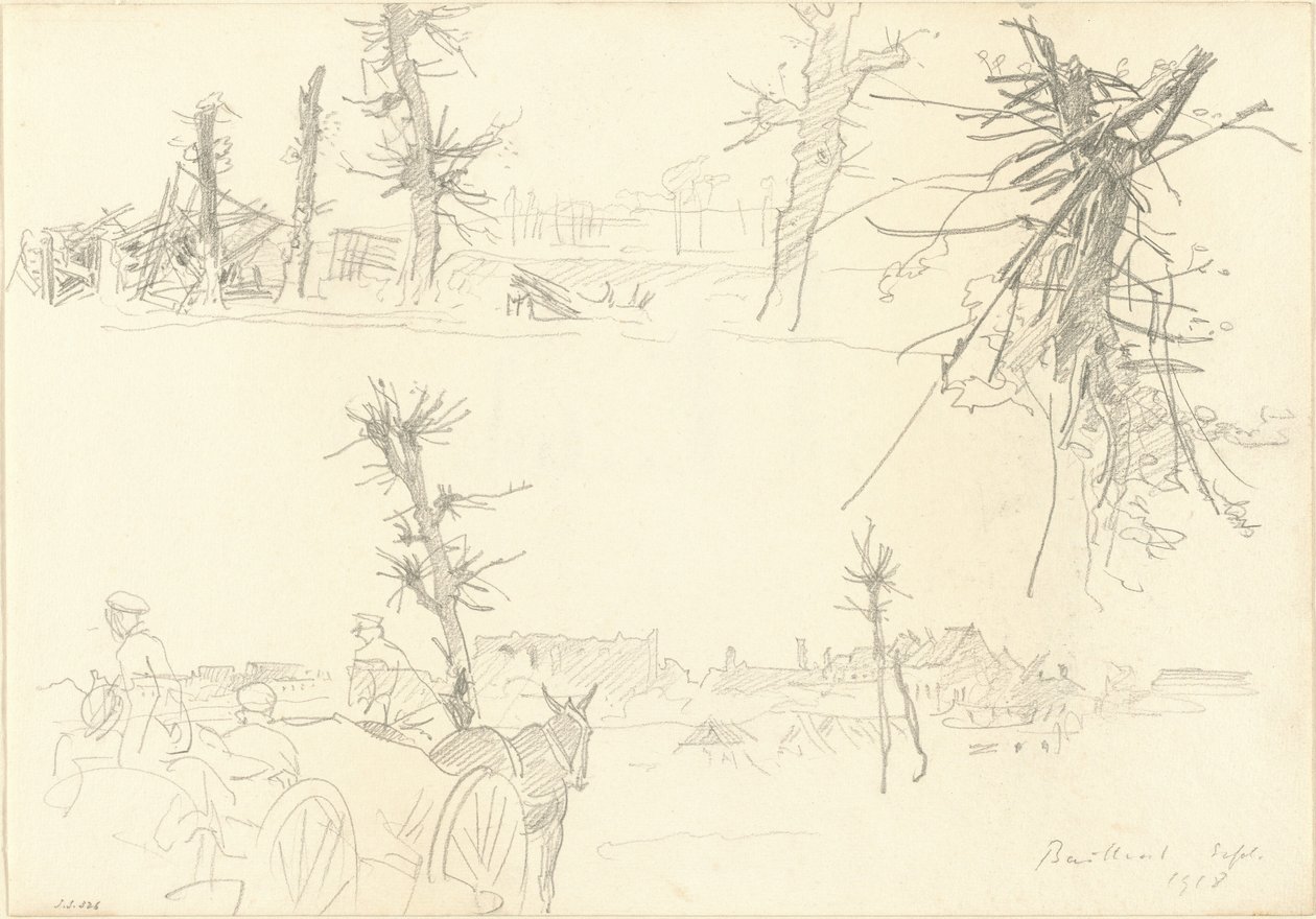 Soldater i ett ödelagt landskap [recto], 1918. av John Singer Sargent