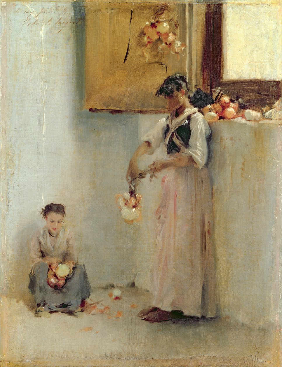 Stringing Onions, ca 1882 (olja på duk) av John Singer Sargent