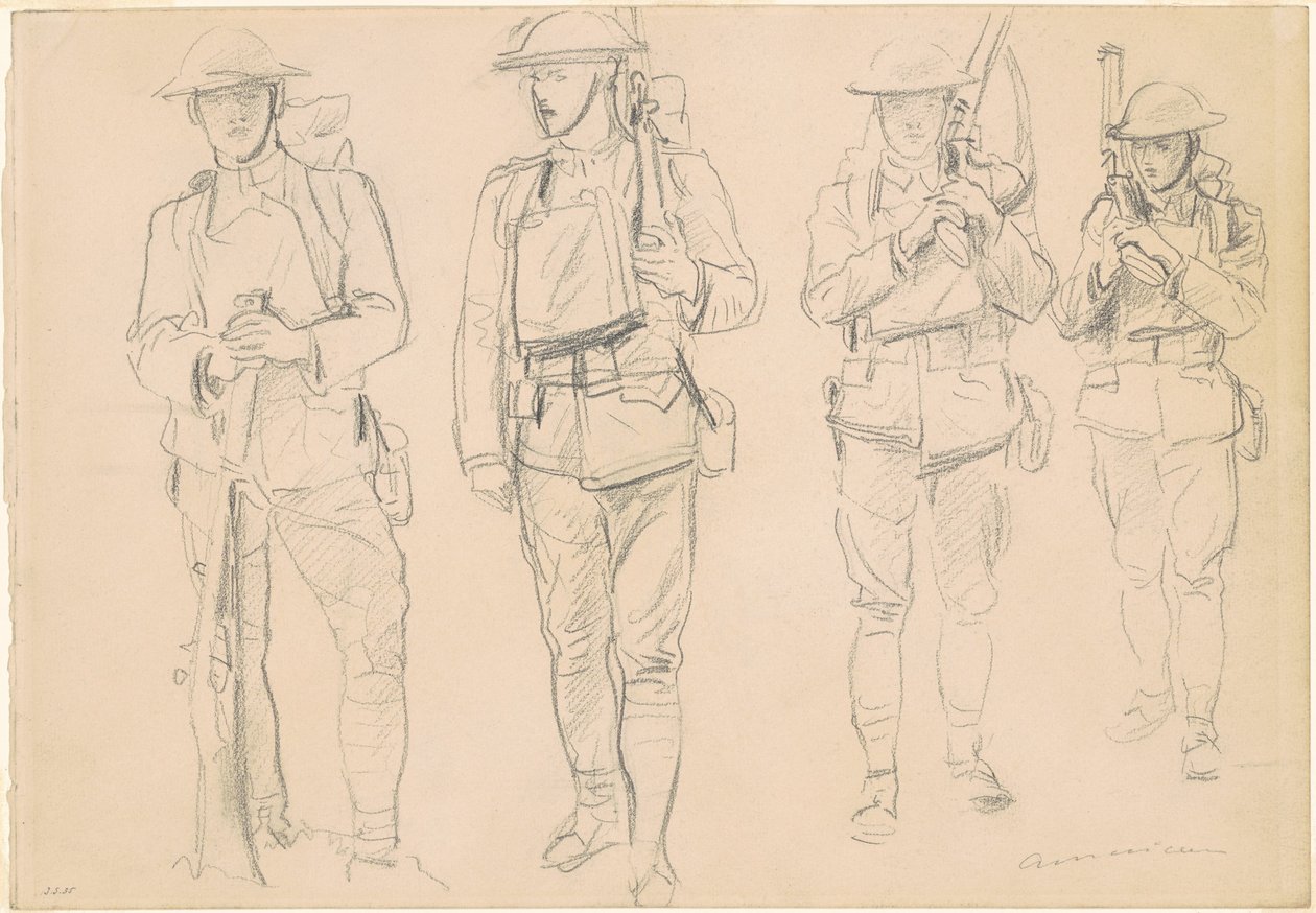 Studies for Entering the War [recto], 1918. av John Singer Sargent