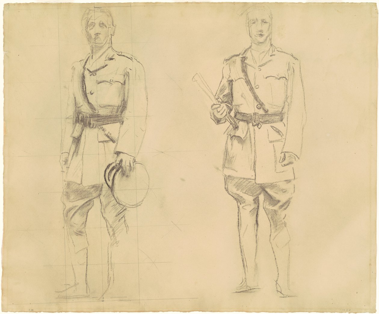 Studier av generalerna Plumer och Haig för "General Officers of World War I" [recto] av John Singer Sargent