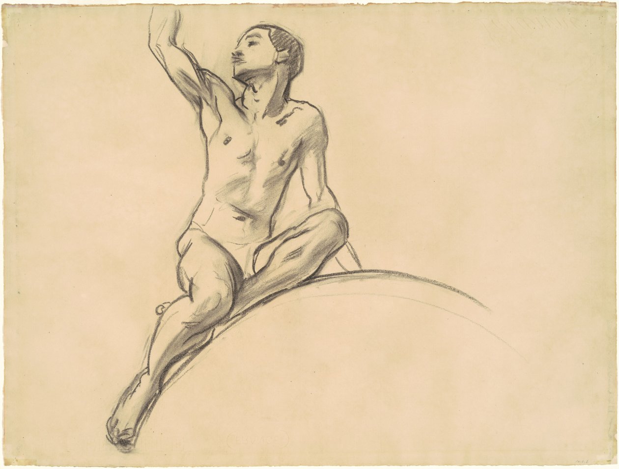 Studera för figuren ovanför "Musik" av John Singer Sargent