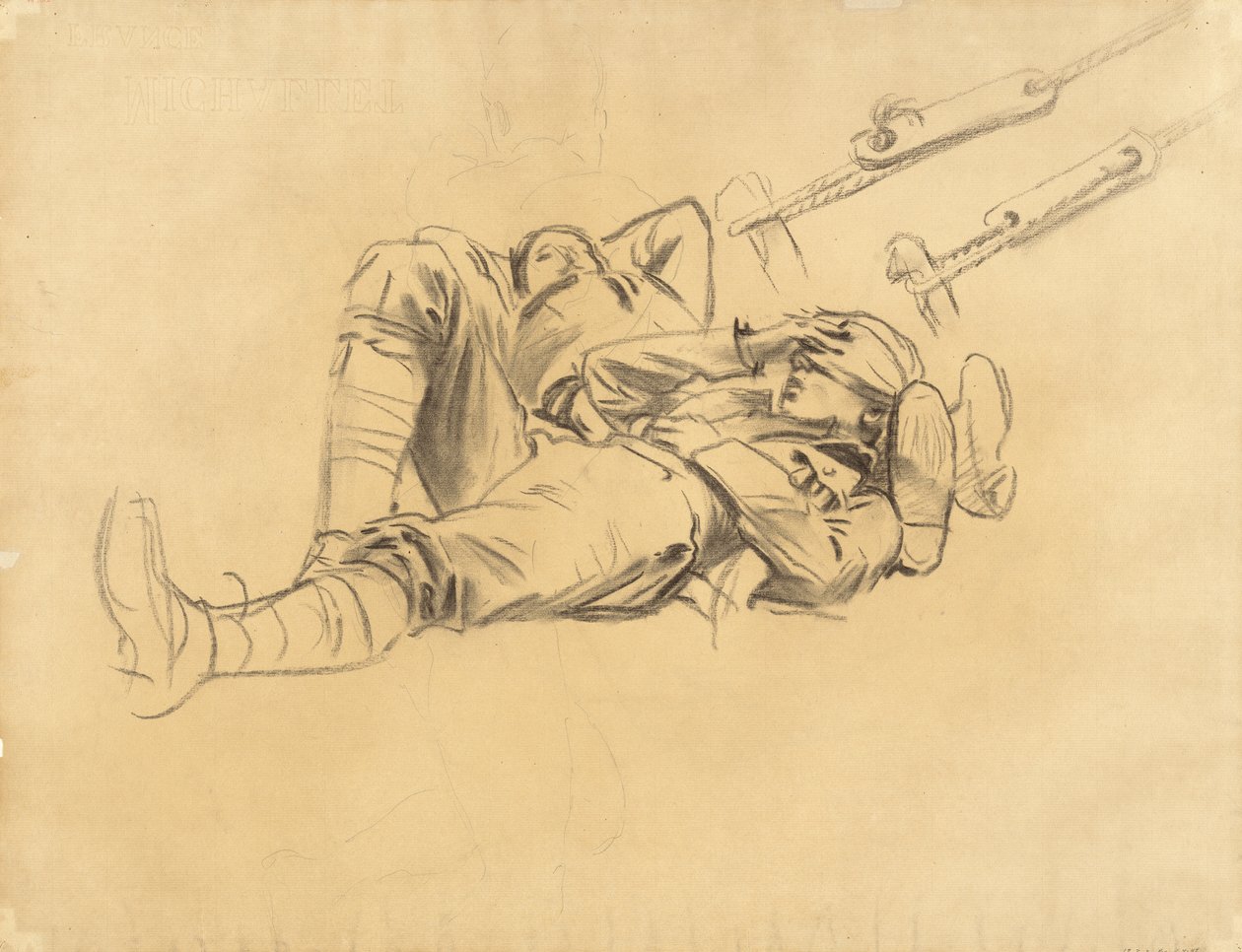 Studie för Gassed, 1918-9 (träkol och grafit på lagt papper) av John Singer Sargent