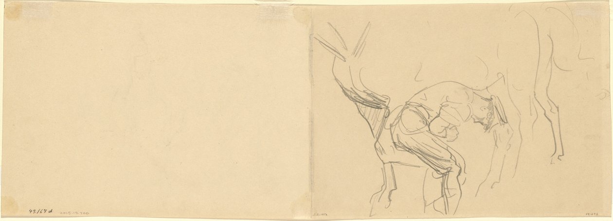 Studie för "Skor Golgata hästar längst fram" [verso] av John Singer Sargent