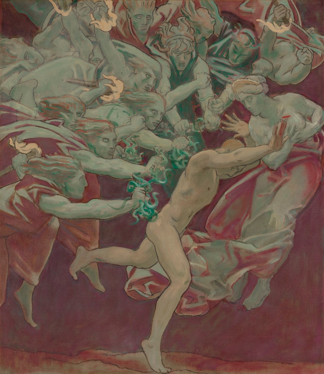 Studie för Museum of Fine Arts, Boston, Murals: Orestes and the Furies av John Singer Sargent