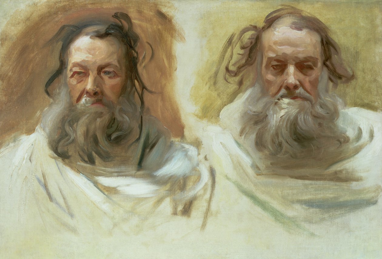 Study of Two Heads: The Prophets, c.1892 av John Singer Sargent