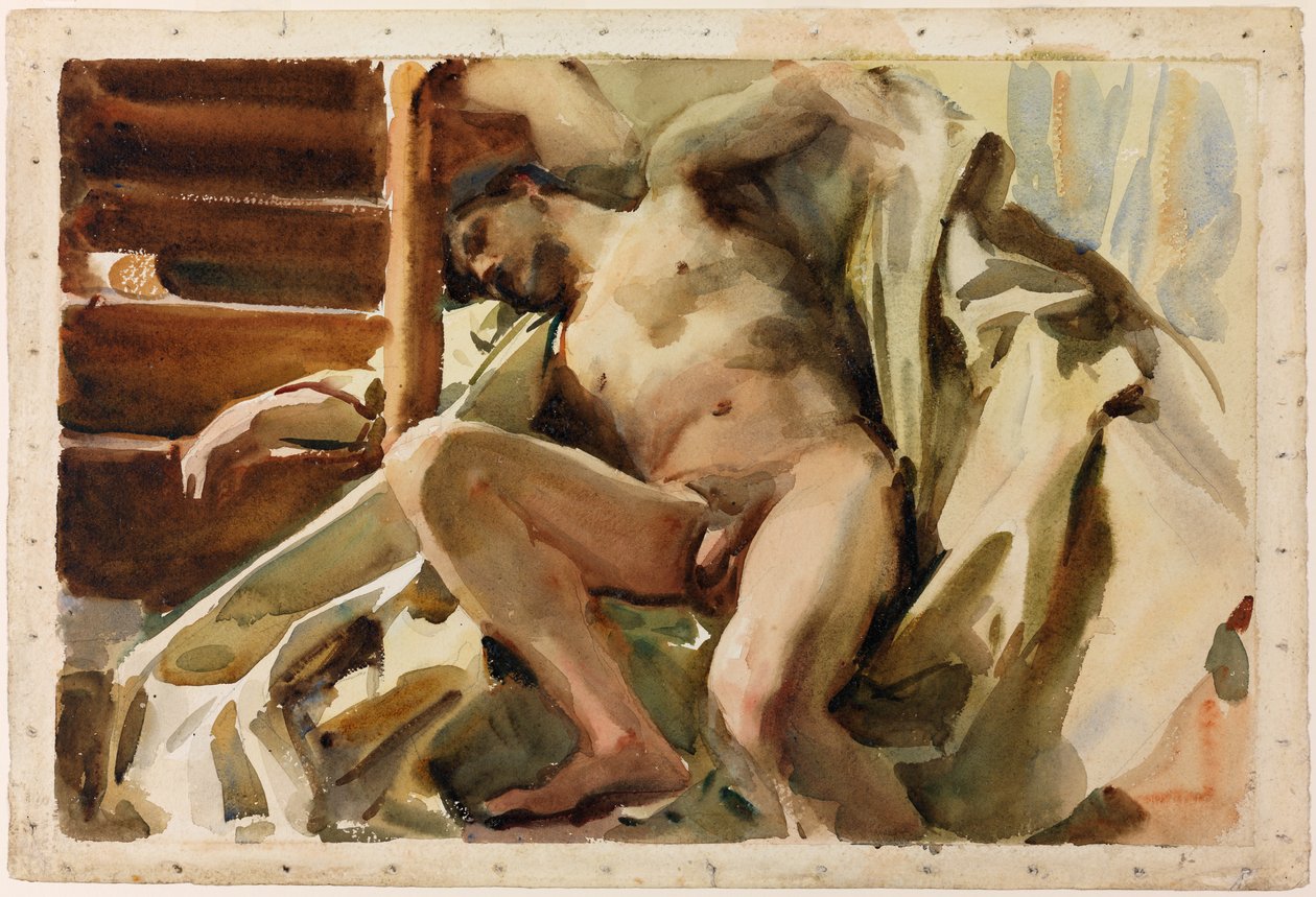 Studie av en liggande manlig nakenbild av John Singer Sargent