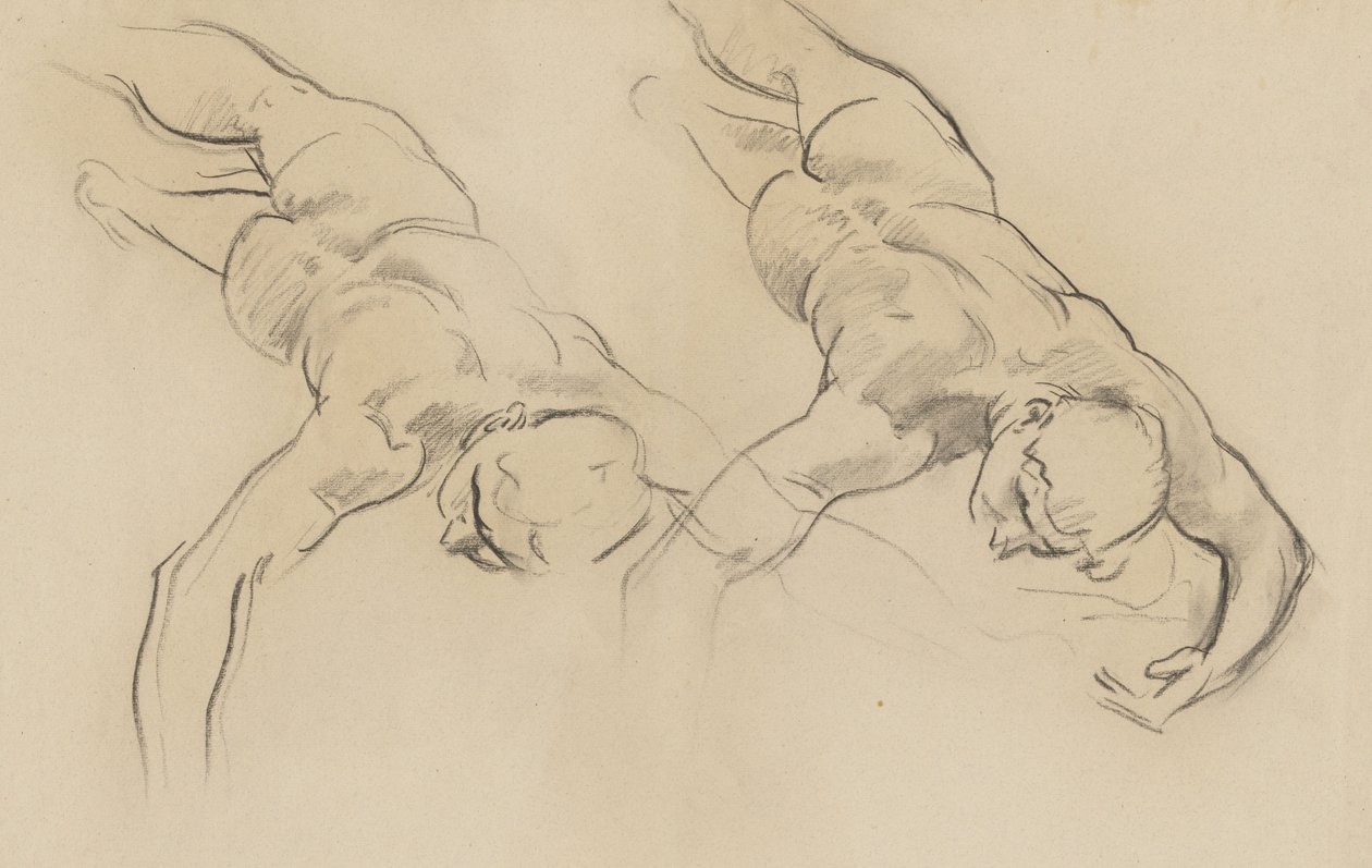 Studie av en av timmarna (tredje figuren från vänster, vriden) för verket ”Apollo i sin vagn med timmarna”, väggmålning, trappan, Museum of Fine Arts, Boston av John Singer Sargent