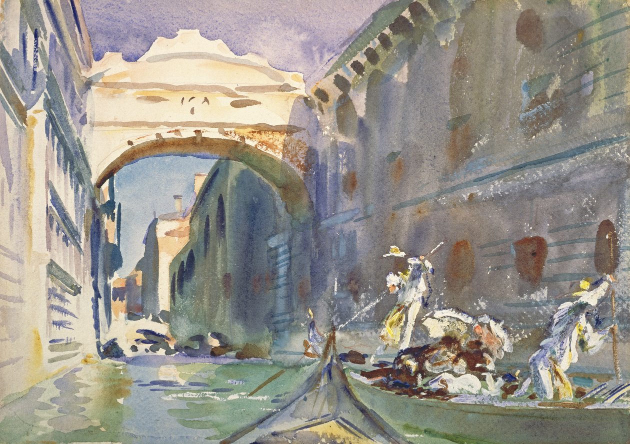 Suckarnas bro, c.1905-08 (wc på papper) av John Singer Sargent