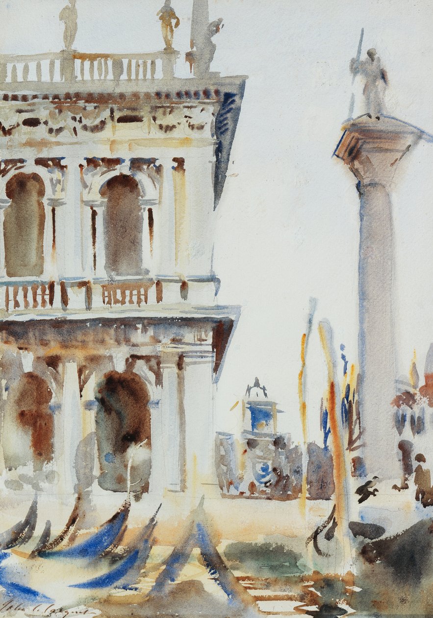 The Corner of the Libreria, med St. Theodores kolumn, Venedig, 1904 av John Singer Sargent