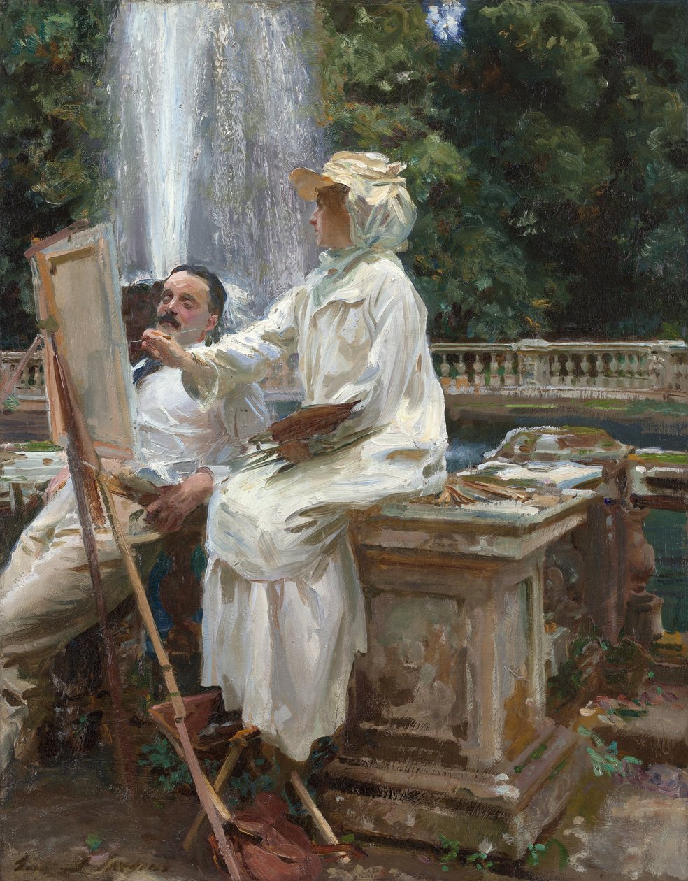 Fontänen, Villa Torlonia, Frascati, Italien av John Singer Sargent