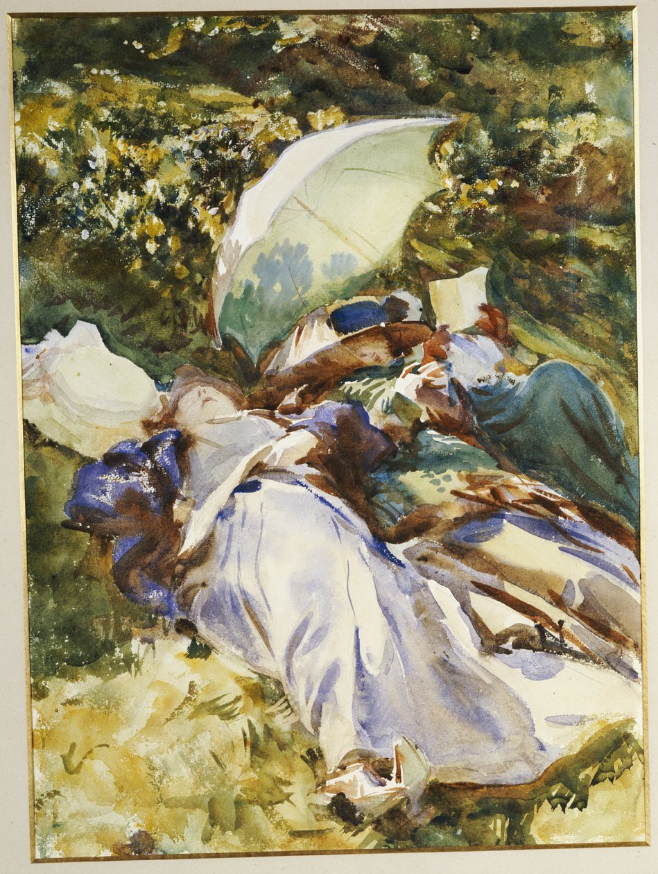 Det gröna parasollet, ca 1910 av John Singer Sargent