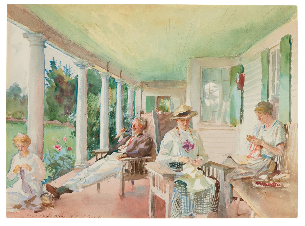 The Piazza; On the Verandah, ca 1921-22 (akvarell  kol på papper) av John Singer Sargent