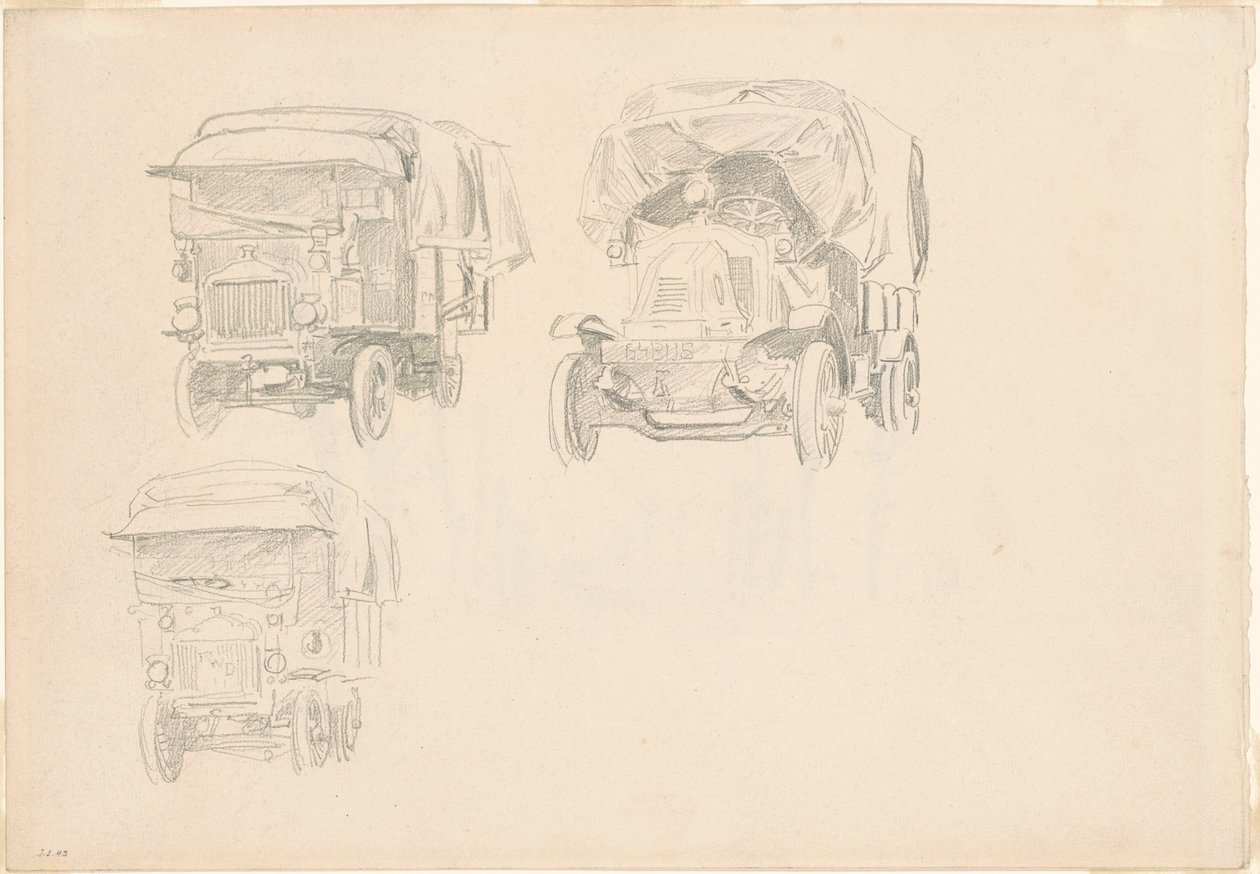 Lastbilar [recto], 1918. av John Singer Sargent