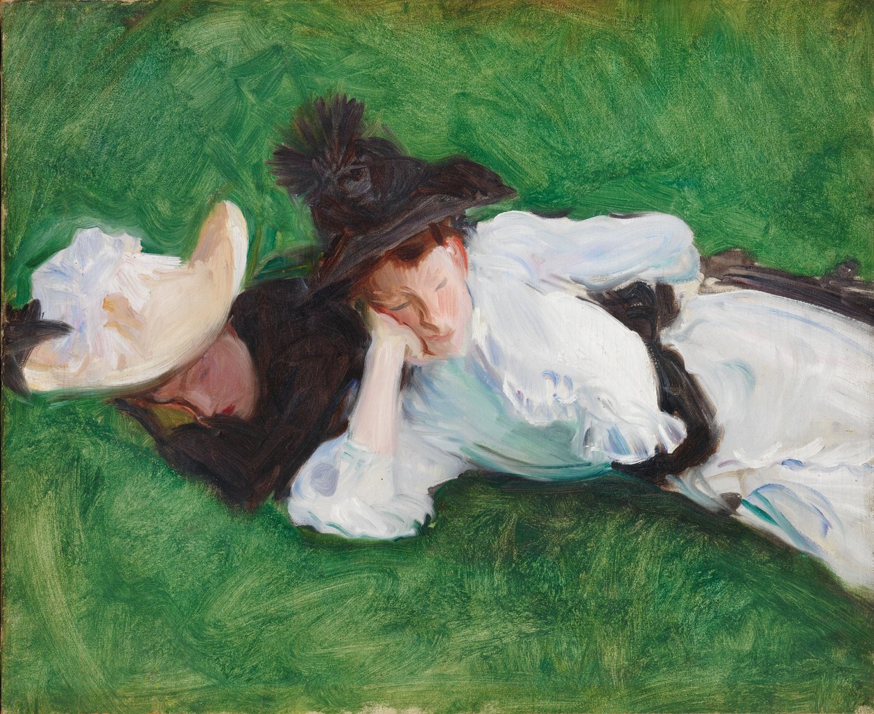 Två flickor på en gräsmatta, 1889 av John Singer Sargent