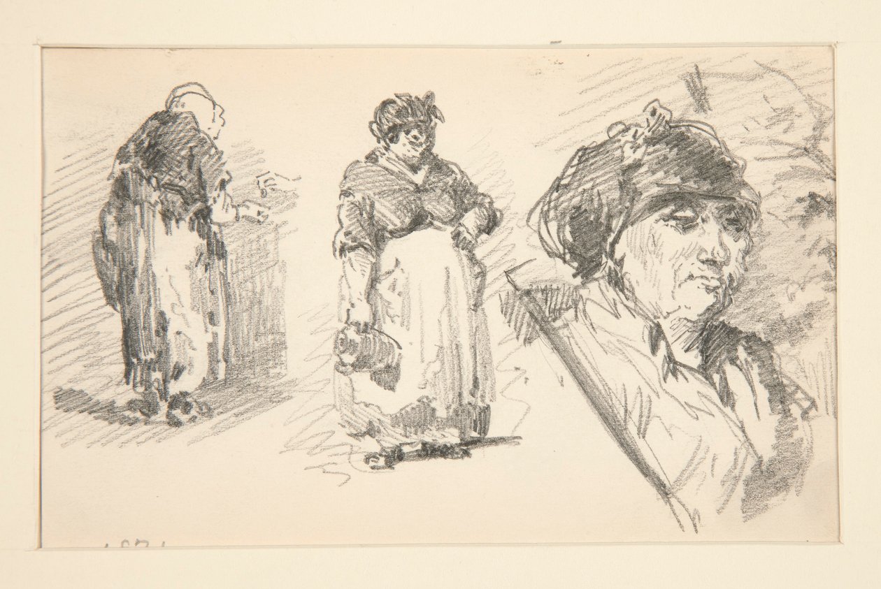 Två stående figurer och ett huvud av John Singer Sargent
