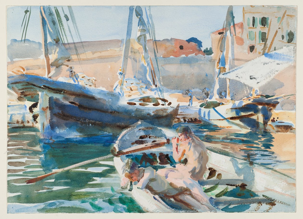 Avlastning av gips, ca 1905 (wc på papper) av John Singer Sargent