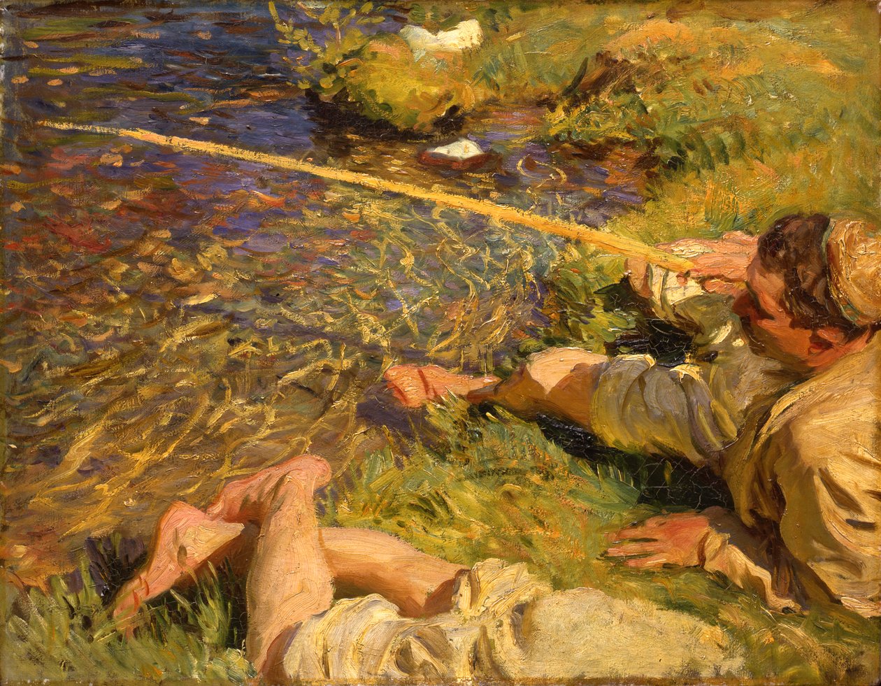 Val d"Aosta: En man som fiskar, ca 1907 av John Singer Sargent