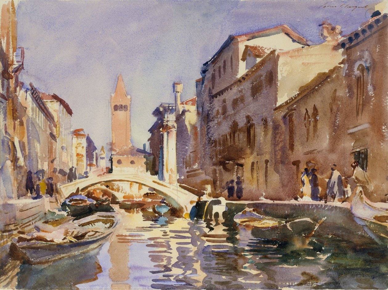 Venetianska kanalen, 1913 (wc och grafit på benvitt vävt papper) av John Singer Sargent