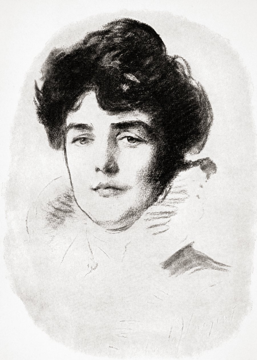 Jeanette Jennie Jerome, Lady Randolph Churchill och mor till Sir Winston Churchill, från A Roving Commission av Winston S. Churchill pub. av Scribners, 1930 av John Singer after Sargent