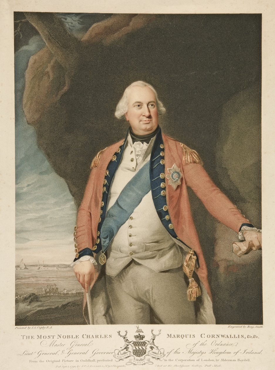Den ädlaste Charles Marquis Cornwallis, pub. 1798 (färggravyr) av John Singleton (after) Copley