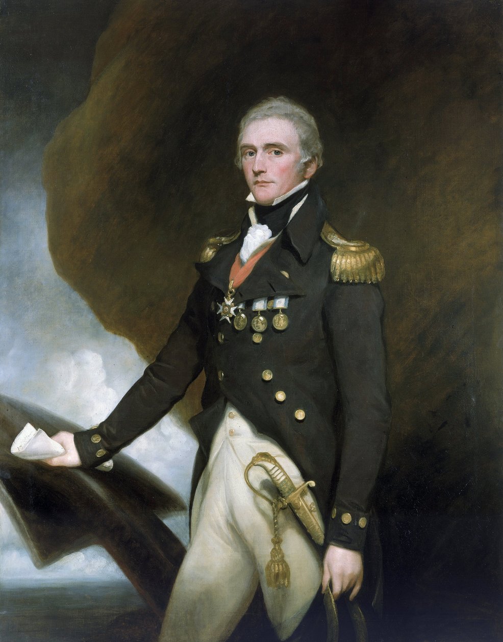Porträtt av kapten Sir Edward Berry (1768-1831), tjänstgjorde under Horatio Nelson (1758-1805) i slaget vid Aboukir (eller slaget vid Nilen) 1798 och i slaget vid Trafalgar 1805 av John Singleton Copley
