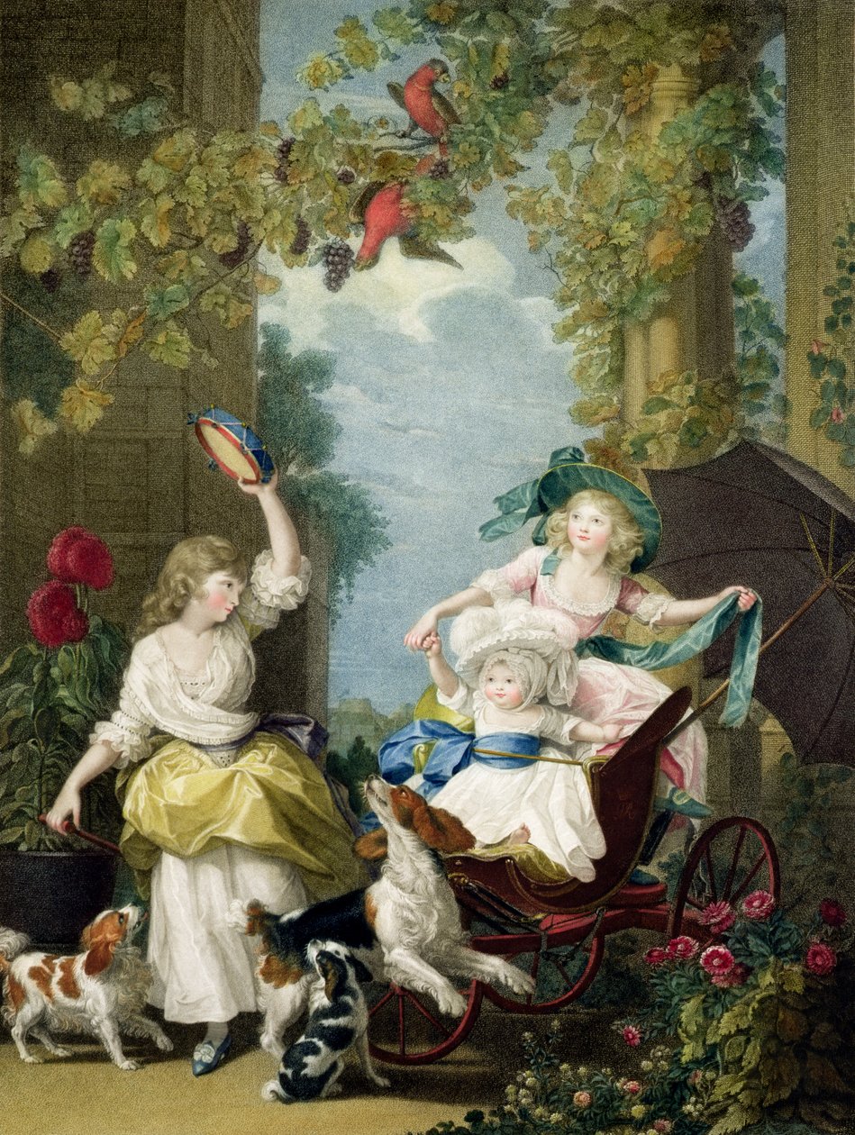 Deras kungliga högheter prinsessorna Mary (1776-1857), Sophia (1777-1848) och Amelia (1783-1810), graverade av Francesco Bartolozzi (1727-1815), pub. av konstnären, 1792 (sticksticksgravyr) av John Singleton Copley