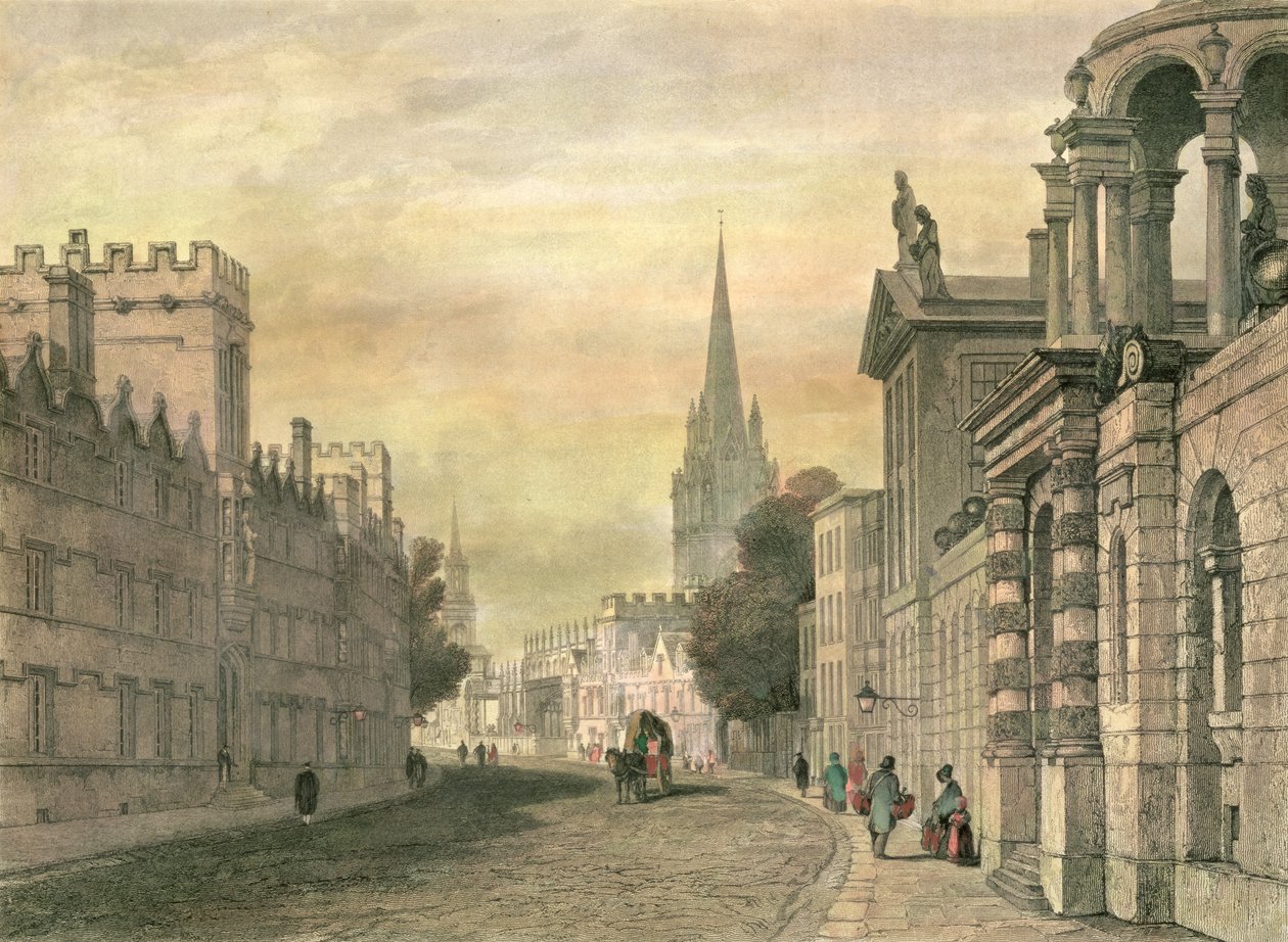 The High Street, Oxford, graverad av G. Hollis, 1835 av John Skinner Prout