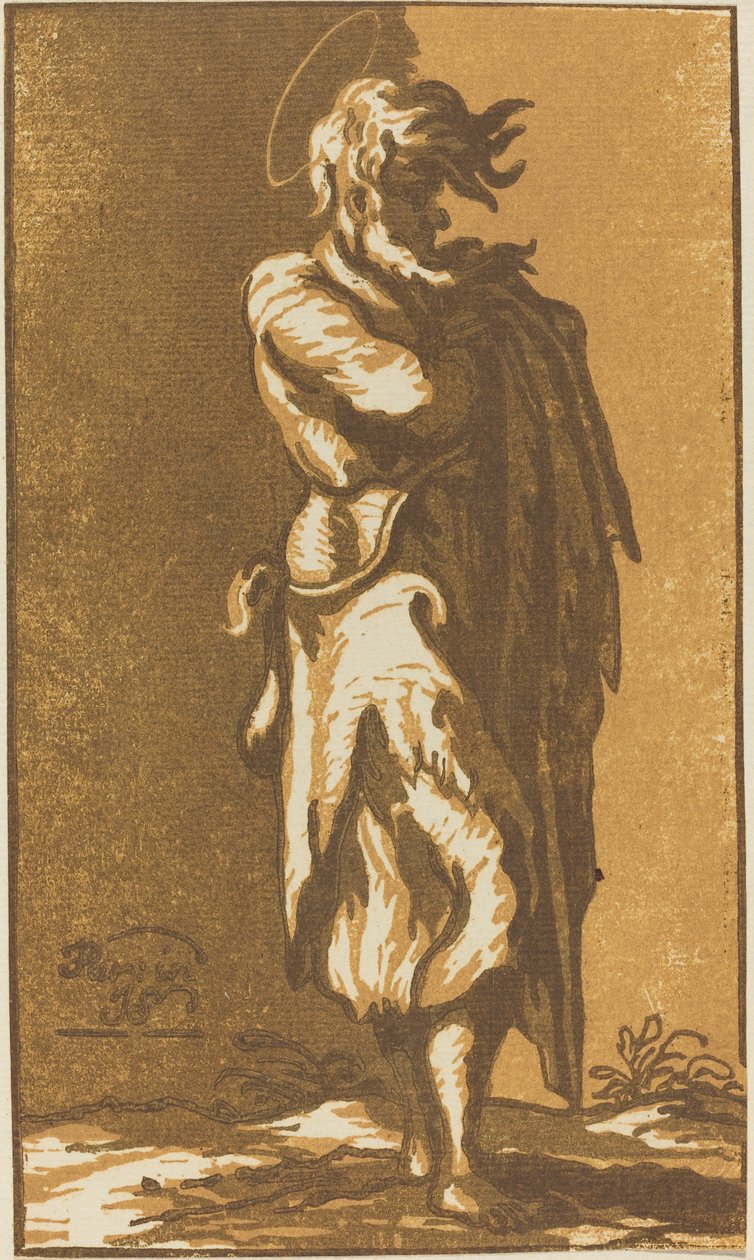 Manlig helgon stående med vikta armar, vänd åt höger av John Skippe after Parmigianino