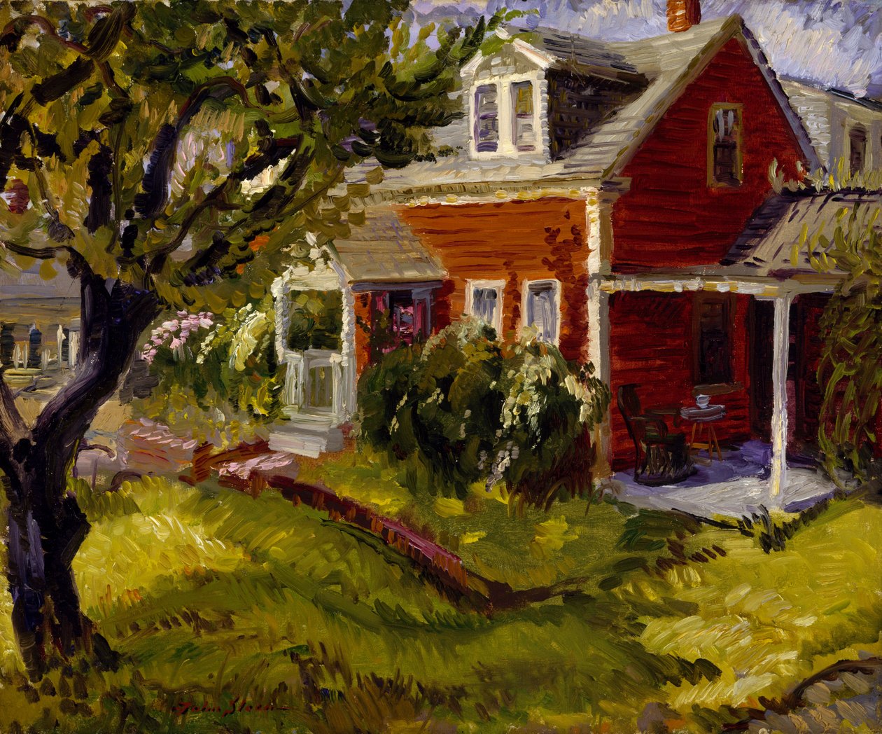 Stuga i Gloucester (olja på duk) av John French Sloan