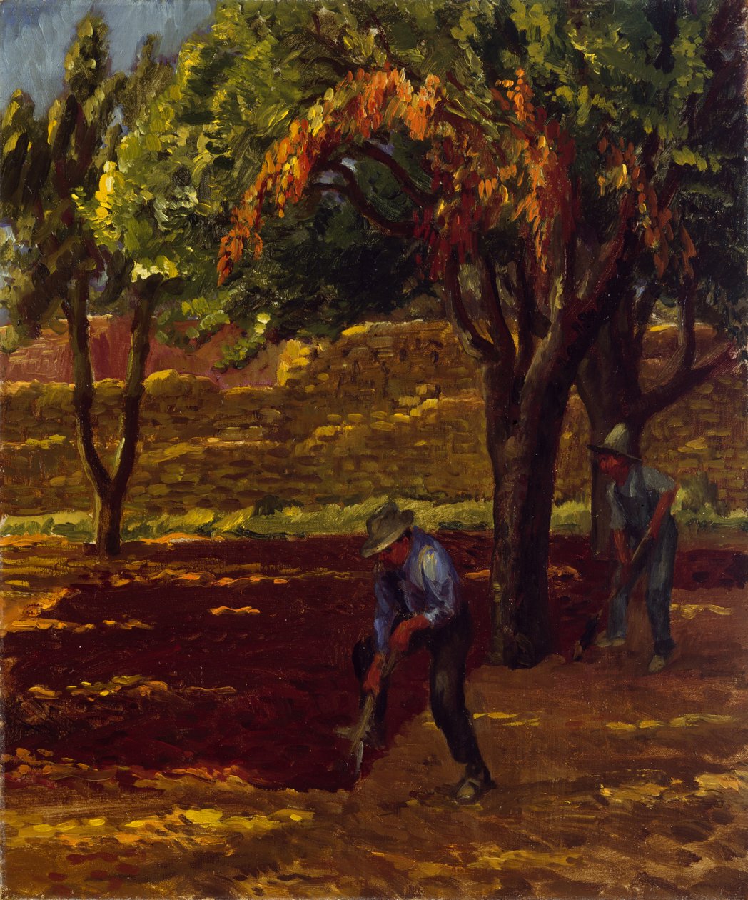 Hombres i trädgården av John French Sloan