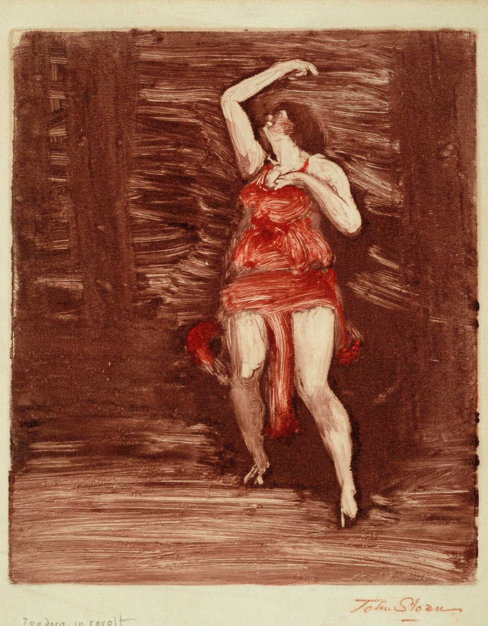 Isadora i uppror, ca 1915 (monotyp på papper) av John French Sloan