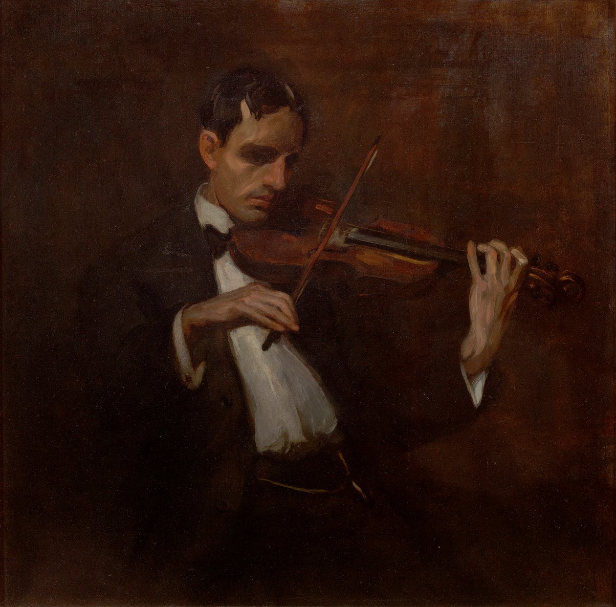 Violinist - Will Bradner (olja på duk) av John French Sloan