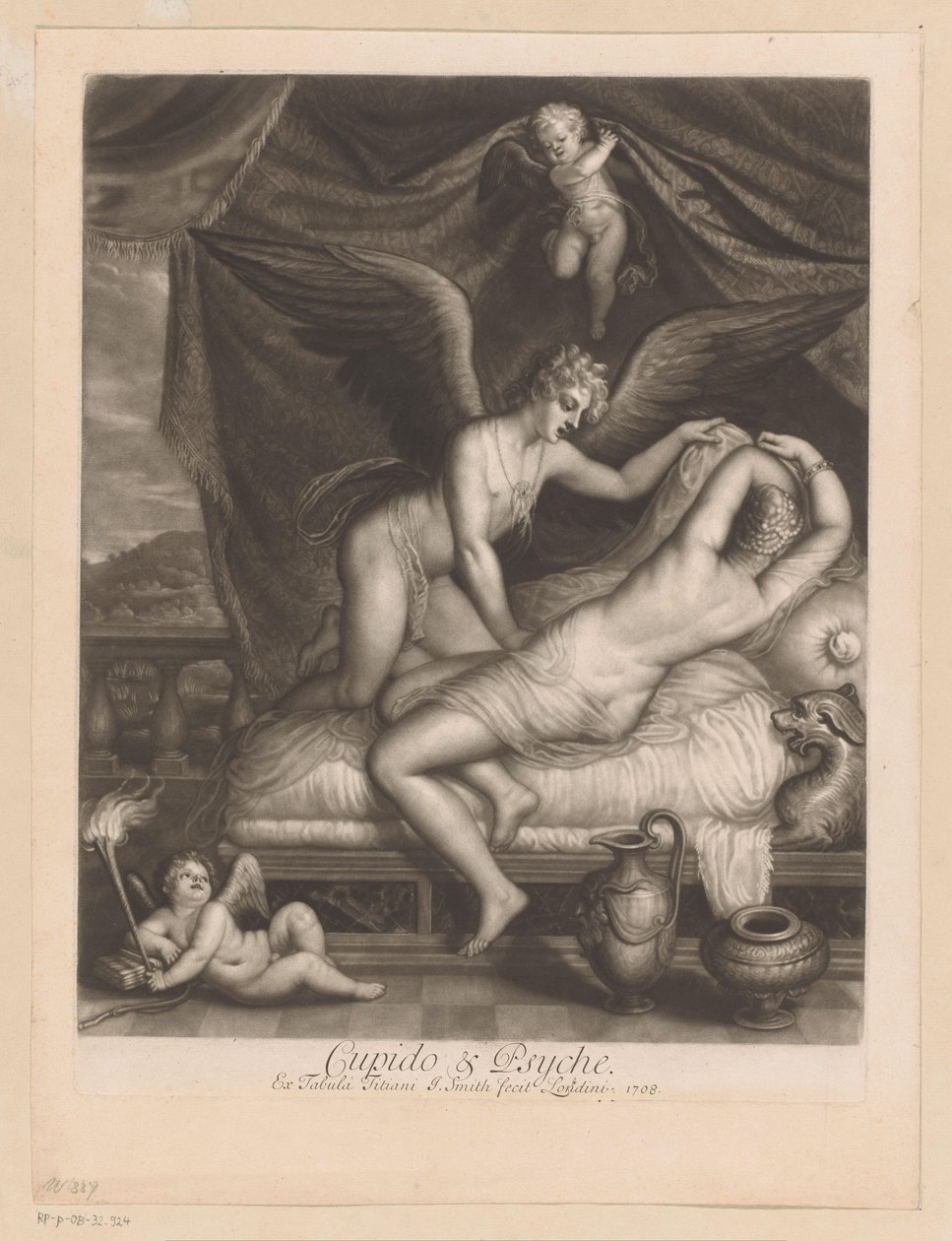 Cupid och Psyche i sängen Cupid & Psyche (titel på objekt) Love affairs of the gods (serietitel) Loves of the Gods (serietitel) av John Smith