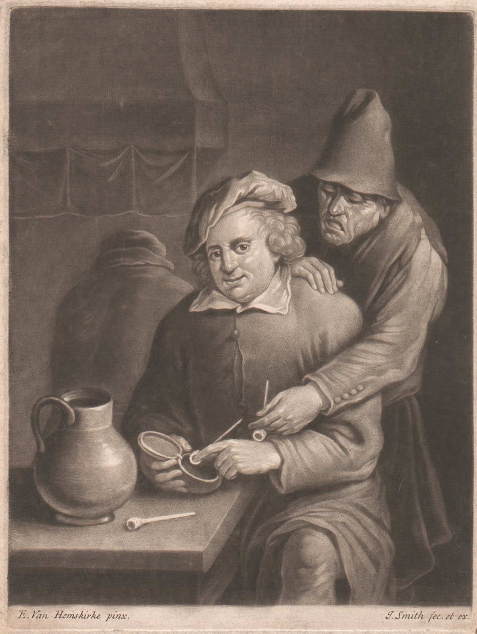 En rökare som sitter vid bordet av John Smith