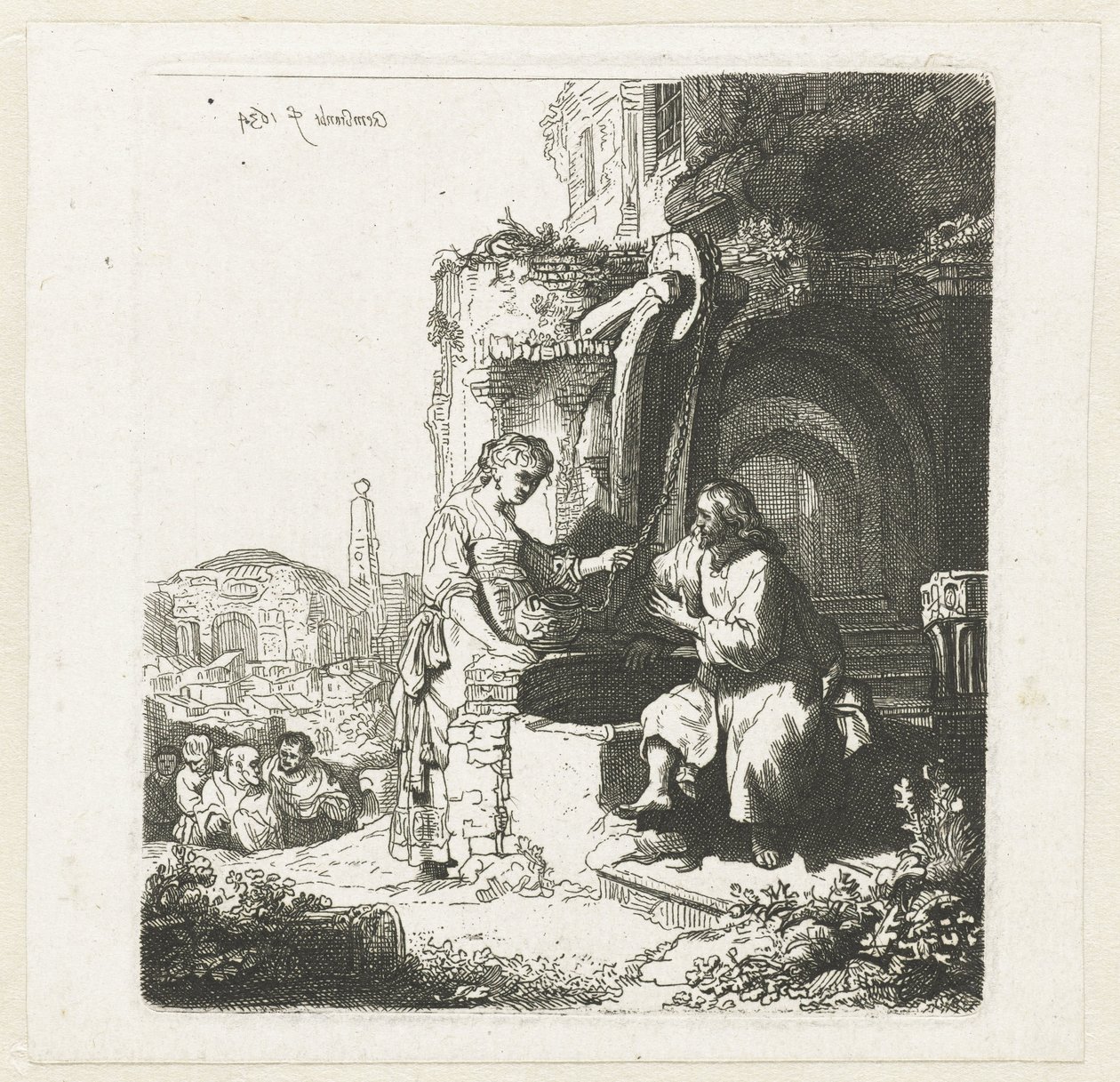 Kristus och kvinnan i Samarien bland ruiner av John Smith of Chichester