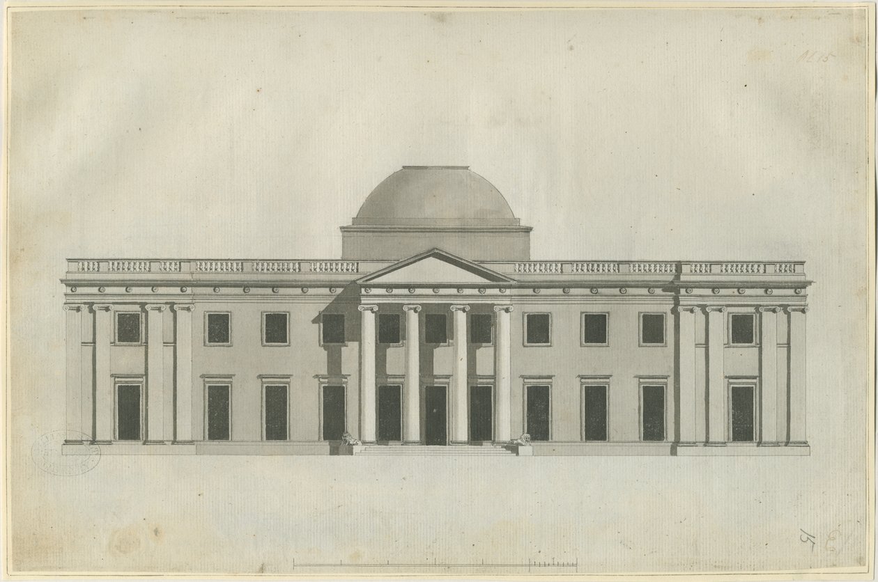 Chillington Hall: ritning med penna och tvätt, nd [1780-talet] (ritning) av John Soane