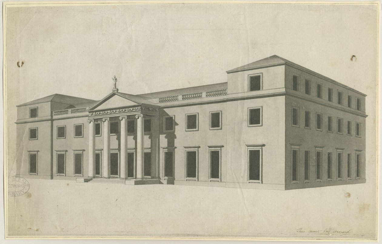 Chillington Hall: ritning med penna och tvätt, nd [?1780-talet] av John Soane