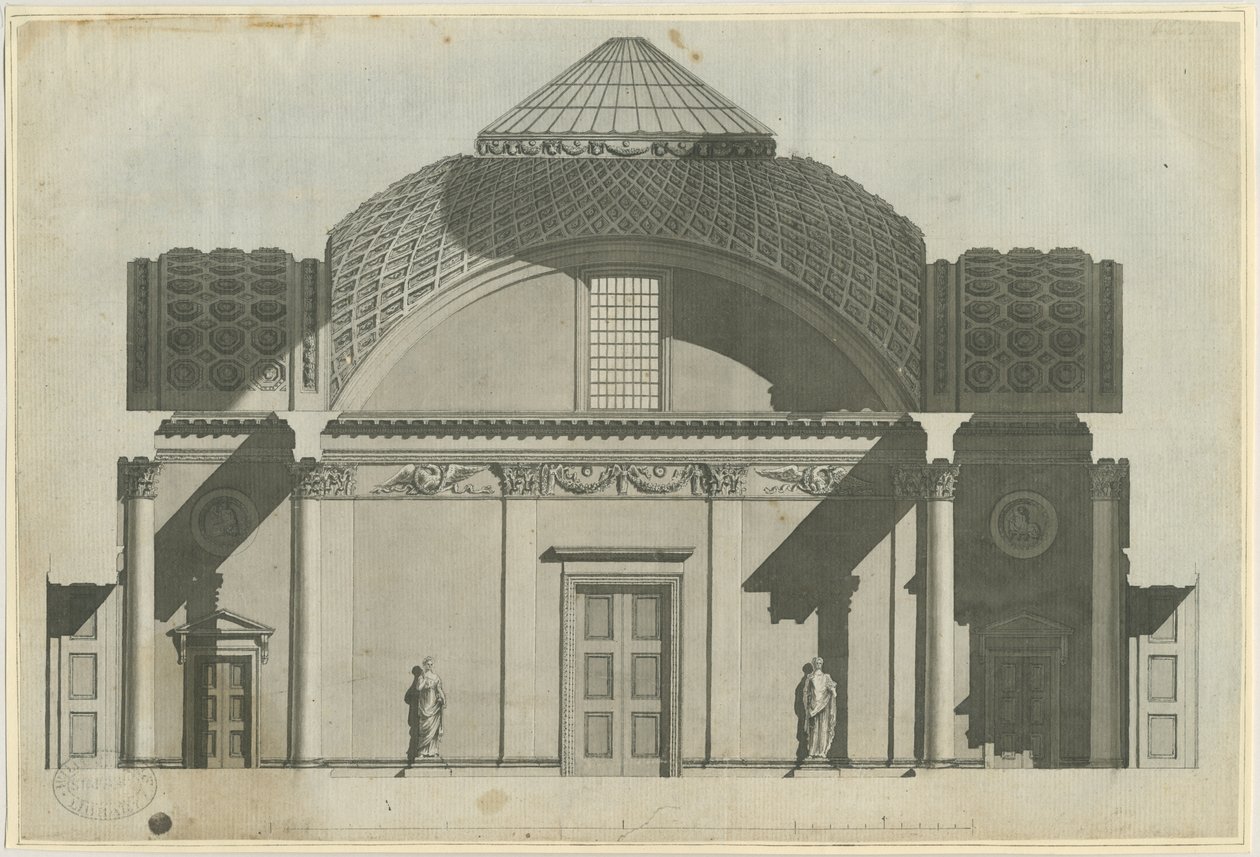 Chillington Hall: sepiateckning, nd [1789] (ritning) av John Soane