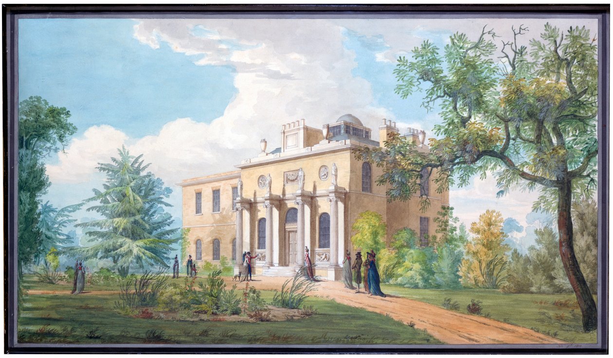 Pitzhanger Manor, Ealing, 7 november 1800 (penna och bläck med wc på papper) av John Soane