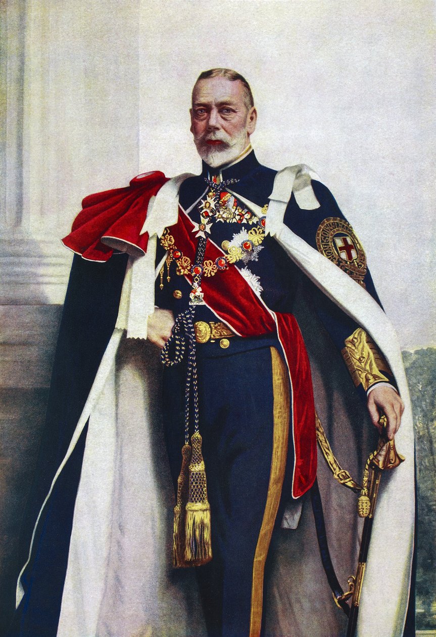 Porträtt av George V, Souverän av Strumpebandsorden av John St. Helier (after) Lander