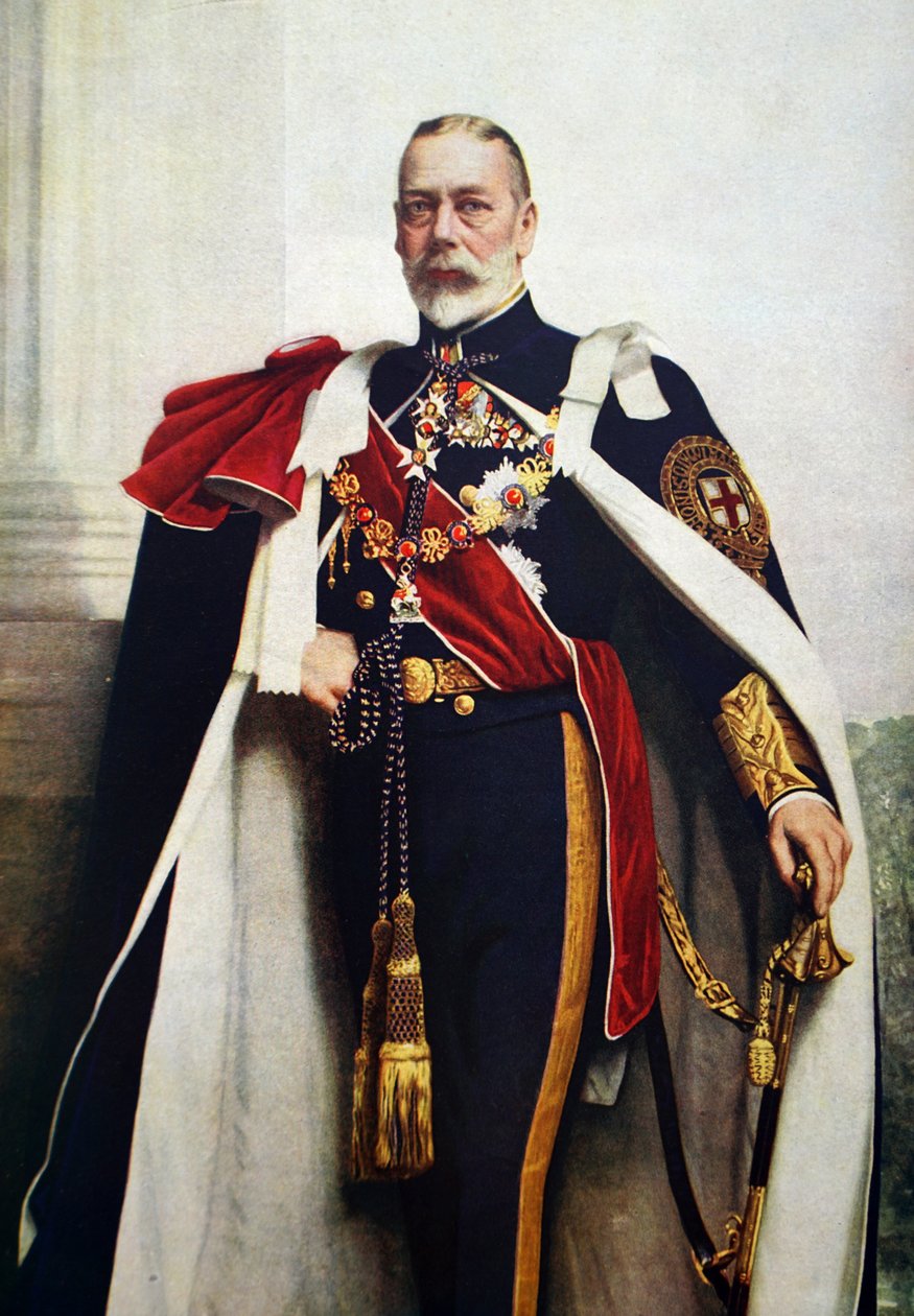 Porträtt av George V, Souverän av Strumpebandsorden av John St. Helier (after) Lander