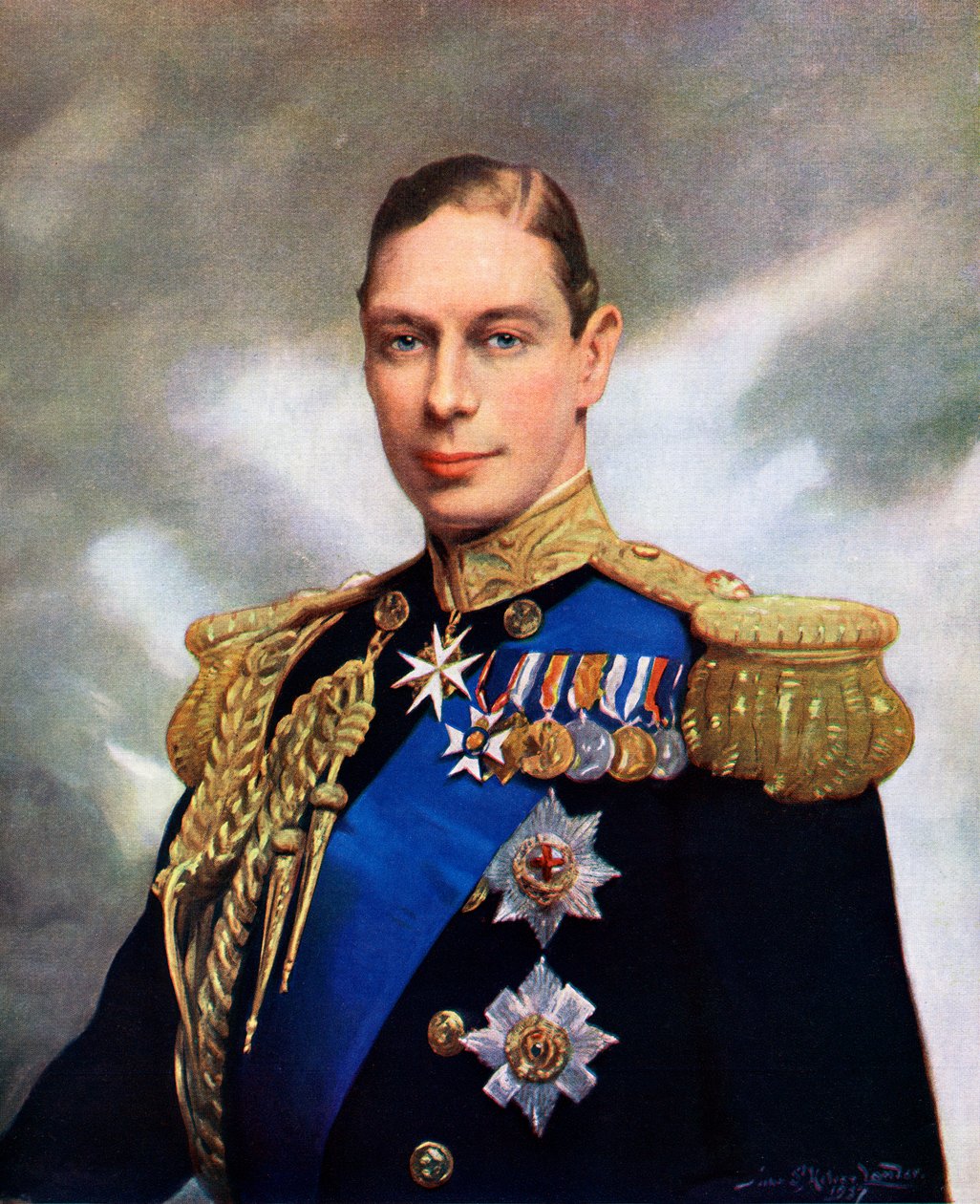 Kröningsporträtt av kung George VI 1937 av John St. Helier Lander