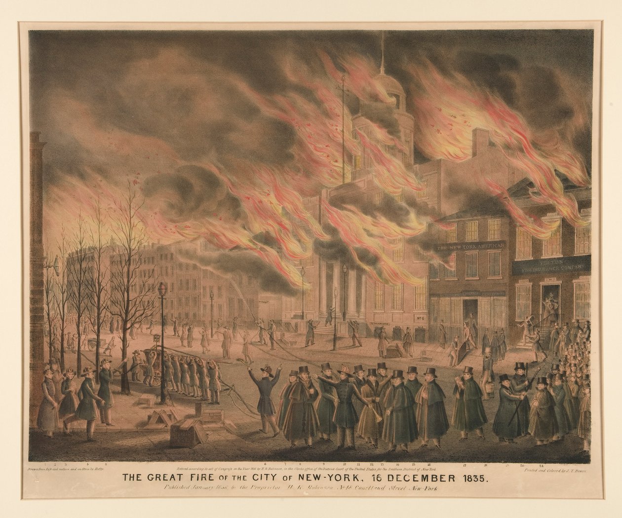 The Great Fire of the City of New York, 16 december 1835 av John T. Bowen